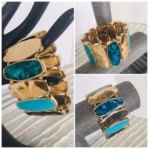 💕❤️3/$15💞Gorgeous Blue n Gold Stretchy Bracelet